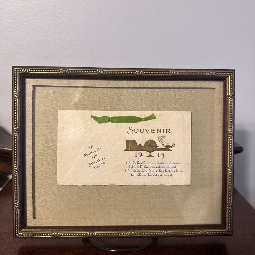1915 - In Memory Of School Days Souvenir Booklet Framed W/ Conservation Glass